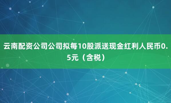 云南配资公司公司拟每10股派送现金红利人民币0.5元（含税）